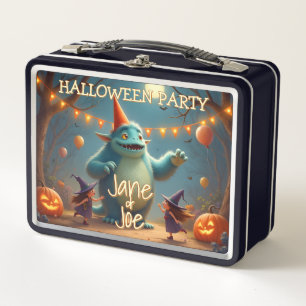 Happy Monster Halloween Party for Kids Metal Lunch Box