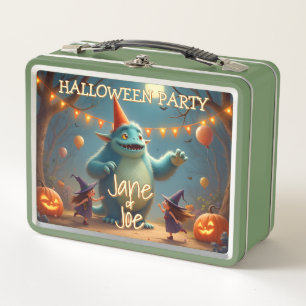 Happy Monster Halloween Party for Kids Metal Lunch Box