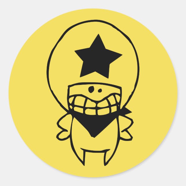 HAPPY MONSTER SHERIFF ROUND Sticker (Front)
