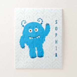 Happy Monster with First Name, Little Kid Jigsaw Puzzle