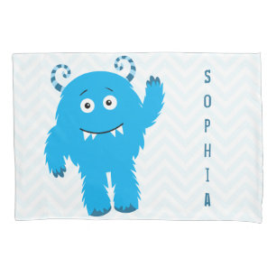 Happy Monster with First Name, Little Kid Pillowcase