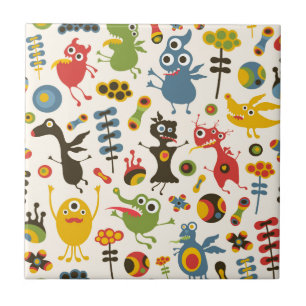 Happy Monsters Ceramic Tile