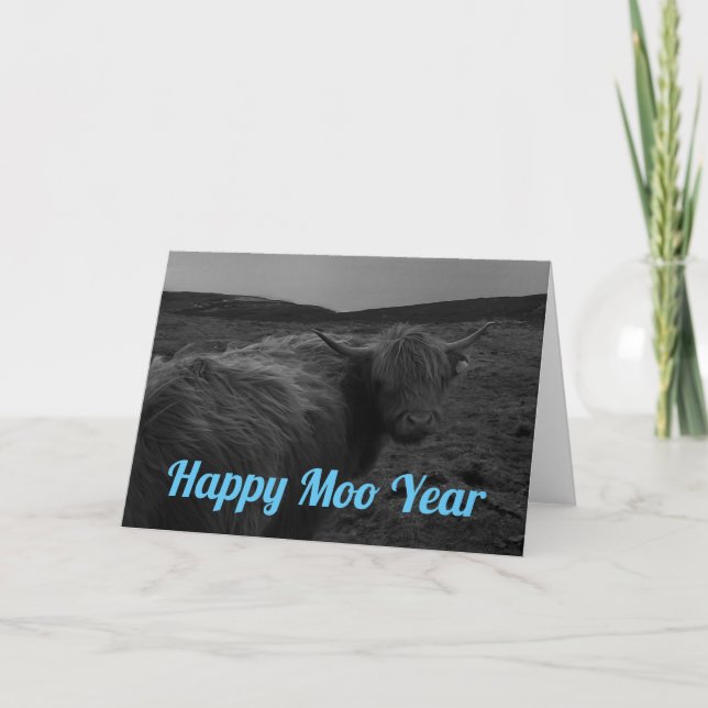 Happy Moo Year Greeting Card (Front)