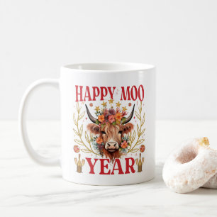Happy Moo Year Highland Cow Coffee Mug