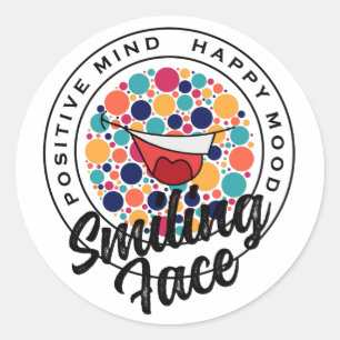 HAPPY MOOD SMILING MOOD. CLASSIC ROUND STICKER