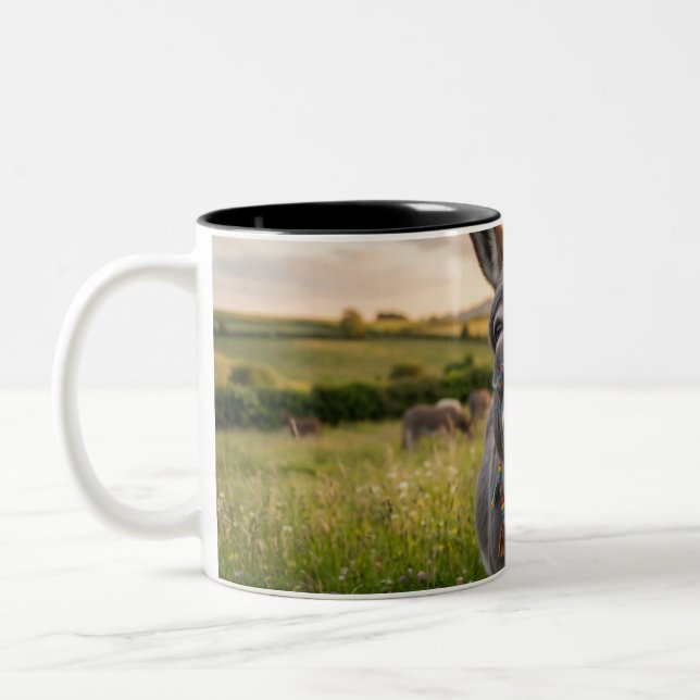 Happy Morning Donkey Two-Tone Coffee Mug (Left)