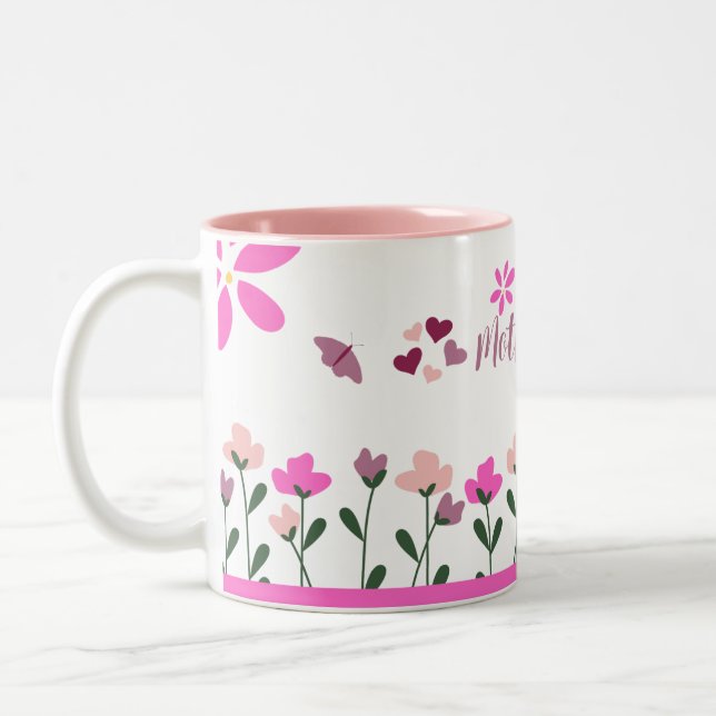 Happy Mother day multi Colour Design Two-Tone Coffee Mug (Left)