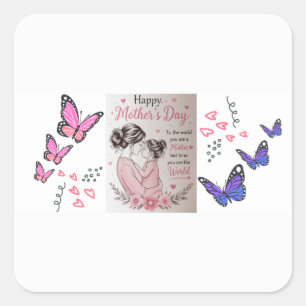 Happy Mother’s Day Butterfly Square Sticker