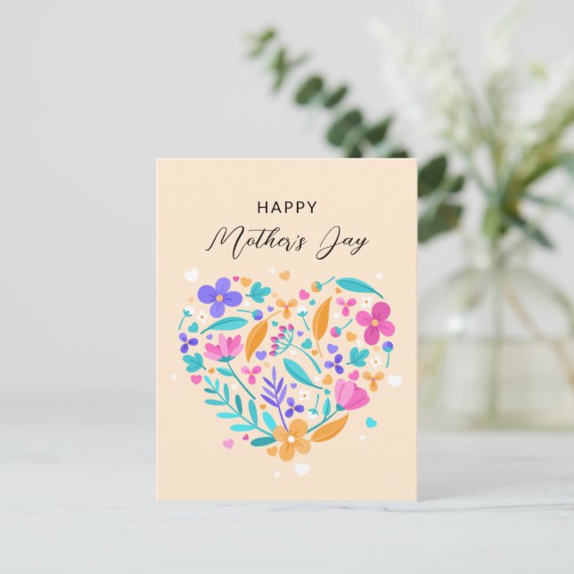 Happy Mother’s Day Card, Minimalist Mothers day  Postcard (Standing Front)