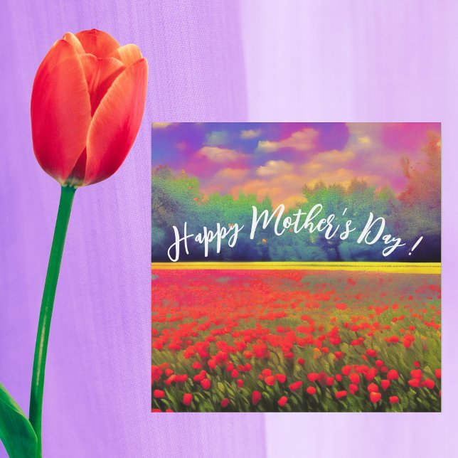 Happy Mother’s Day - Colourful tulip field landsca Card (Creator Uploaded)