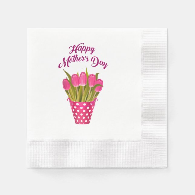 Happy Mother’s Day Floral Cool Stylish  Napkin (Front)
