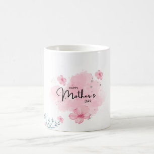 Happy Mother’s Day Floral Mug Elegant Pink Flower