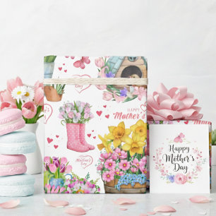 Happy Mother’s Day Floral Spring Pattern Wrapping Paper