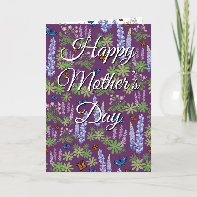Happy Mother’s Day greeting card wildflowers lilac (Front)