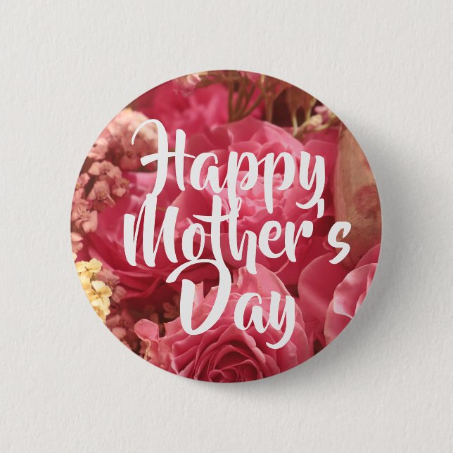 Happy Mother’s Day Heart Roses 6 Cm Round Badge (Front)