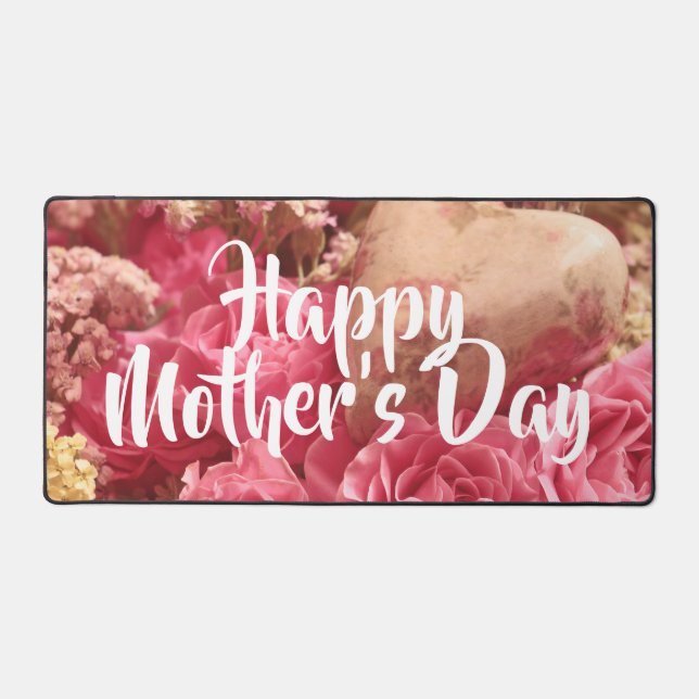 Happy Mother’s Day Heart Roses Desk Mat (Front)