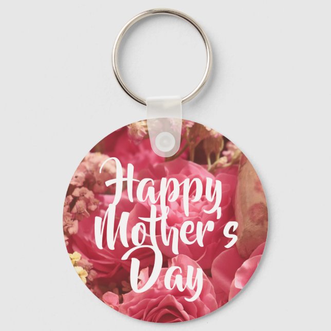 Happy Mother’s Day Heart Roses Key Ring (Front)