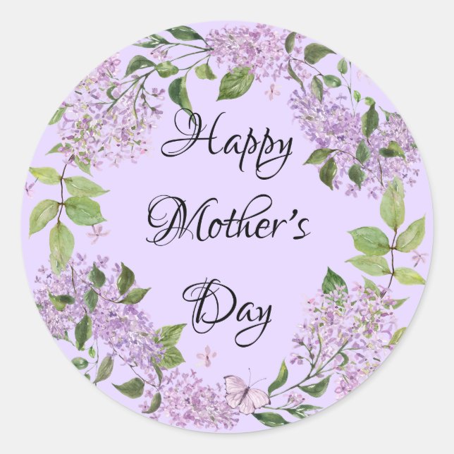 "Happy Mother’s Day" Lilac Flowers Sticker (Front)