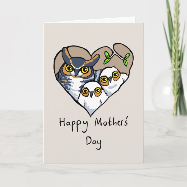 Happy Mother’s Day Owl Nest Heart Card (Front)