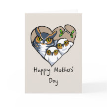 Happy Mother’s Day Owl Nest Heart Card