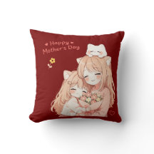 Happy Mother’s Day Pillow – Cute Cat Family Hug