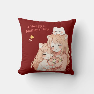 Happy Mother’s Day Pillow – Cute Cat Family Hug