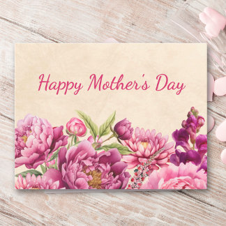 Happy Mother’s Day Pink Peony Floral Design Holiday Postcard