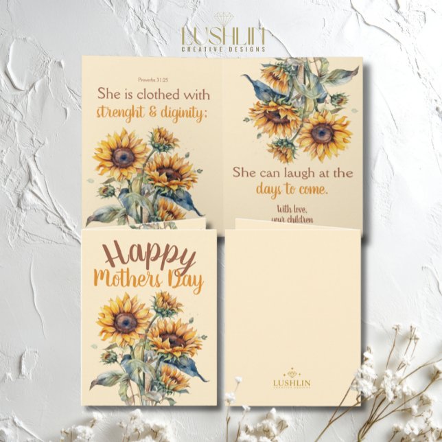 Happy Mother’s Day Proverbs 31:25 Sunflowers Card (Creator Uploaded)