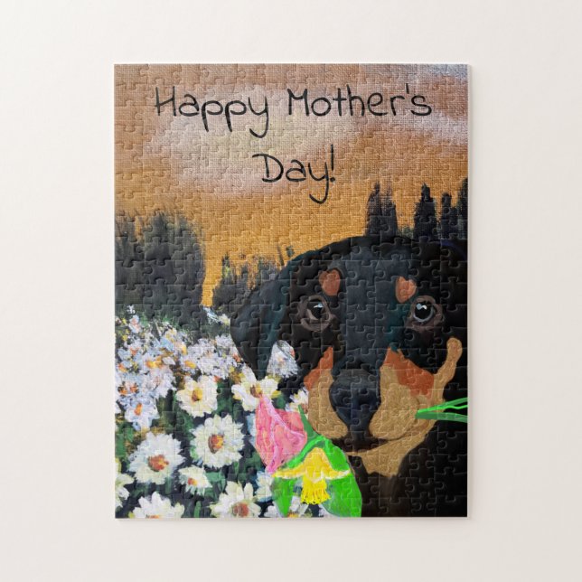 Happy Mother’s Day Puppy Flower Bouquet Jigsaw Puzzle (Vertical)
