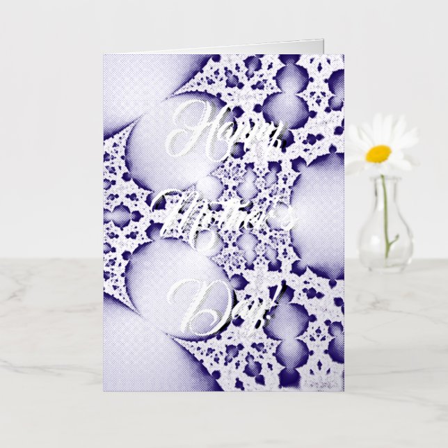 Happy Mother’s Day , purple fractal Foil Greeting Card (Small Flower)