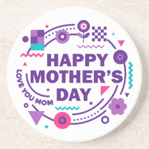 Happy Mother’s Day Retro Style Love You Mom Coaster