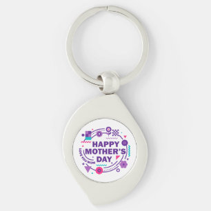 Happy Mother’s Day Retro Style Love You Mom Key Ring