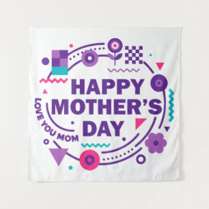 Happy Mother’s Day Retro Style Love You Mum Tapestry