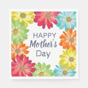 Happy Mother’s Day spring colourful flowers Napkin