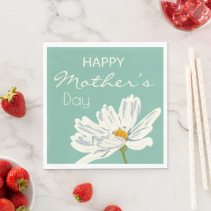 Happy Mother’s Day White  Artistic Flower  Napkin