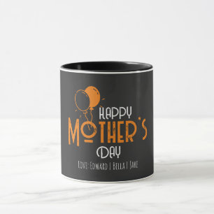 Happy Mother’s Day with Orange Balloons & Names Mug