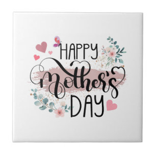 Happy Mother's Day 2025 Cute Floral for Women Mum Ceramic Tile