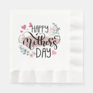 Happy Mother's Day 2025 Cute Floral for Women Mum Napkin