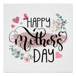 Happy Mother's Day 2025 Cute Floral for Women Mum Poster