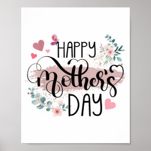Happy Mother's Day 2025 Cute Floral for Women Mum  Poster