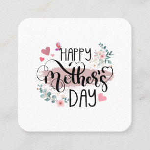 Happy Mother's Day 2025 Cute Floral for Women Mum Square Business Card