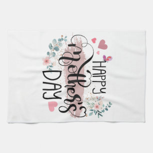 Happy Mother's Day 2025 Cute Floral for Women Mum  Tea Towel