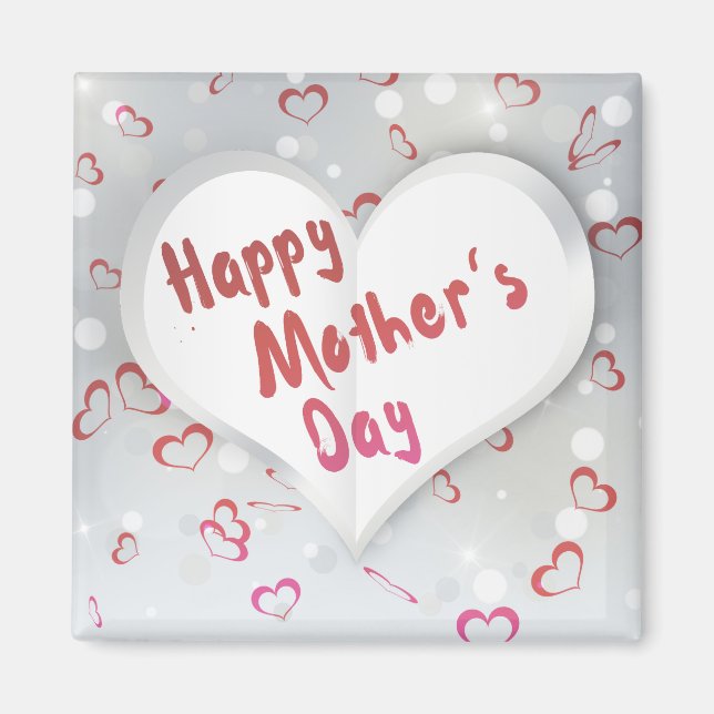 Happy Mother's Day 3D Paper Heart Magnet (Front)