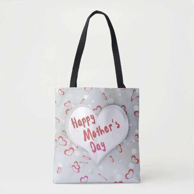 Happy Mother's Day 3D Paper Heart Tote Bag (Front)