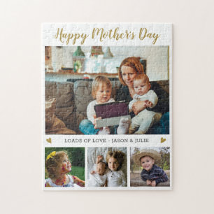 Happy Mother's Day 4 Photo Collage Family Jigsaw Puzzle