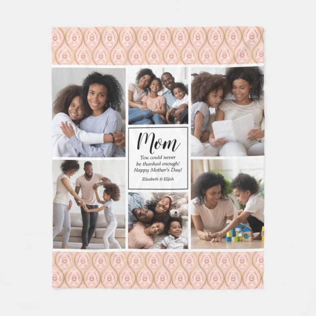 Happy Mothers Day 6 photo collage Fleece Blanket (Front)