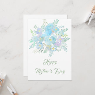 happy mother's day abstract blue flower 2 card
