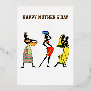 Happy Mother's Day African Art Print Foil Holiday Card