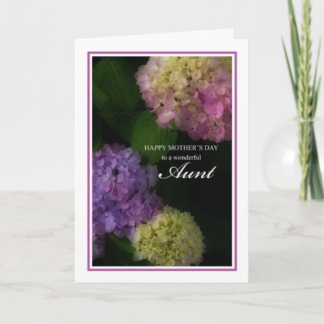 Happy Mother's Day Aunt, Painted Hydrangea Flowers Card (Front)