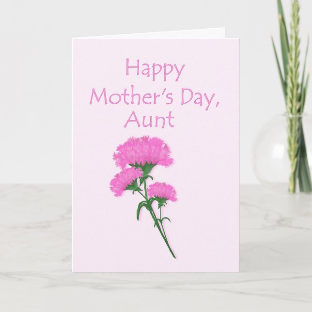 Happy Mother's Day Aunt Pink Carnations Card (Front)